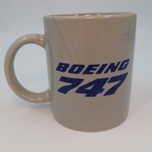Boeing Coffee Mug Unisex OS Grey 747 Airplane Graphic Aviation Vintage Style